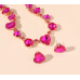 Women's Rose pink Fashion Wedding Jewelry Luxury Crystal Pearl Necklace/Earrings Ladies Jewelry Sets for Bridal - 794677171954