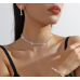 Women's Silver Fashion Wedding Jewelry Luxury Crystal Pearl Necklace/Earrings Ladies Jewelry Sets for Bridal - 794677171973