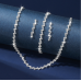Women's Silver Fashion Wedding Jewelry Luxury Crystal Pearl Necklace/Earrings Ladies Jewelry Sets for Bridal - 794677171973