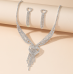 Women's Silver Fashion Wedding Jewelry Luxury Crystal Pearl Necklace/Earrings Ladies Jewelry Sets for Bridal - 794677171955