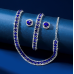 Women's Blue Color Fashion Wedding Jewelry Luxury Crystal Pearl Necklace/Earrings/Bracelet Ladies Jewelry Sets for Bridal - 794677171976