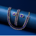 Women's Blue Color Fashion Wedding Jewelry Luxury Crystal Pearl Necklace/Earrings/Bracelet Ladies Jewelry Sets for Bridal - 794677171976
