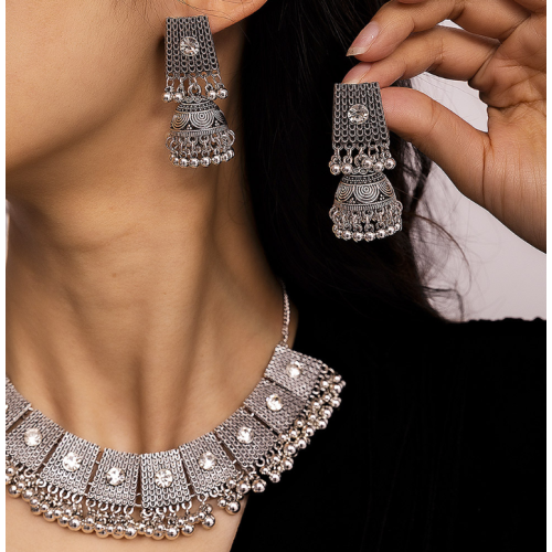 Women's Bohemia Necklace and Earrings Black Wedding Jewelrel Necklace /Earrings Ladies Jewelry Sets - 794677171943