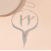 Women's Silver Fashion Wedding Jewelry Luxury Crystal Pearl Necklace/Earrings Ladies Jewelry Sets for Bridal - 794677171956