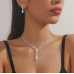 Women's Silver Fashion Wedding Jewelry Luxury Crystal Pearl Necklace/Earrings Ladies Jewelry Sets for Bridal - 794677171957