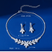 Women's Silver Fashion Wedding Jewelry Luxury Crystal Pearl Necklace/Earrings Ladies Jewelry Sets for Bridal - 794677171958