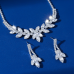 Women's Silver Fashion Wedding Jewelry Luxury Crystal Pearl Necklace/Earrings Ladies Jewelry Sets for Bridal - 794677171958