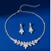 Women's Silver Fashion Wedding Jewelry Luxury Crystal Pearl Necklace/Earrings Ladies Jewelry Sets for Bridal - 794677171958