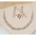 Women's Silver Fashion Wedding Jewelry Luxury Crystal Pearl Necklace/Earrings Ladies Jewelry Sets for Bridal - 794677171959