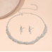 Women's Silver Fashion Wedding Jewelry Luxury Crystal Pearl Necklace/Earrings Ladies Jewelry Sets for Bridal - 794677171960
