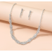 Women's Silver Fashion Wedding Jewelry Luxury Crystal Pearl Necklace/Earrings Ladies Jewelry Sets for Bridal - 794677171960