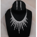 Women's Silver Fashion Wedding Jewelry Luxury Crystal Pearl Necklace/Earrings Ladies Jewelry Sets for Bridal - 794677171961