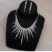 Women's Silver Fashion Wedding Jewelry Luxury Crystal Pearl Necklace/Earrings Ladies Jewelry Sets for Bridal - 794677171961