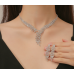 Women's Silver Fashion Wedding Jewelry Luxury Crystal Pearl Necklace/Earrings Ladies Jewelry Sets for Bridal - 794677171962