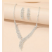 Women's Silver Fashion Wedding Jewelry Luxury Crystal Pearl Necklace/Earrings Ladies Jewelry Sets for Bridal - 794677171962