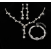 Women's Silver Color Fashion Wedding Jewelry Luxury Crystal Pearl Necklace/Bracelet/Ring/Earrings Ladies Jewelry Sets for Bridal - 794677171965
