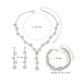 Women's Silver Color Fashion Wedding Jewelry Luxury Crystal Pearl Necklace/Bracelet/Ring/Earrings Ladies Jewelry Sets for Bridal - 794677171965
