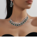 Women's Green Fashion Wedding Jewelry Luxury Crystal Pearl Necklace/Earrings Ladies Jewelry Sets for Bridal - 794677171965