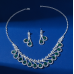 Women's Green Fashion Wedding Jewelry Luxury Crystal Pearl Necklace/Earrings Ladies Jewelry Sets for Bridal - 794677171965