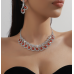 Women's Red Fashion Wedding Jewelry Luxury Crystal Pearl Necklace/Earrings Ladies Jewelry Sets for Bridal - 794677171962