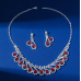 Women's Red Fashion Wedding Jewelry Luxury Crystal Pearl Necklace/Earrings Ladies Jewelry Sets for Bridal - 794677171962