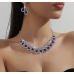 Women's Blue Fashion Wedding Jewelry Luxury Crystal Pearl Necklace/Earrings Ladies Jewelry Sets for Bridal - 794677171963