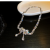 Women's White Fashion White Butterfly Wedding Jewelry Luxury Crystal Pearl Necklace/Earrings Ladies Jewelry Sets for Bridal - 794677171965