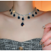 Women's Blue Fashion Wedding Jewelry Luxury Crystal Pearl Necklace/Earrings Ladies Jewelry Sets for Bridal - 794677171962