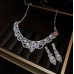 Women's White Fashion Wedding Jewelry Luxury Crystal Pearl Necklace/Earrings Ladies Jewelry Sets for Bridal - 794677171963