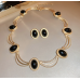 Women's Gold Oval Fashion Wedding Jewelry Luxury Crystal Pearl Necklace/Earrings/Bracelet Ladies Jewelry Sets for Bridal - 794677171964