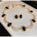 Women's Gold Oval Fashion Wedding Jewelry Luxury Crystal Pearl Necklace/Earrings/Bracelet Ladies Jewelry Sets for Bridal - 794677171964