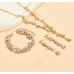 Women's Gold Color Fashion Wedding Jewelry Luxury Crystal Pearl Necklace/Bracelet/Ring/Earrings Ladies Jewelry Sets for Bridal - 794677171966