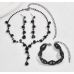 Women's Black Color Fashion Wedding Jewelry Luxury Crystal Pearl Necklace/Bracelet/Ring/Earrings Ladies Jewelry Sets for Bridal - 794677171967