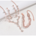 Women's Rose Gold Color Fashion Wedding Jewelry Luxury Crystal Pearl Necklace/Bracelet/Ring/Earrings Ladies Jewelry Sets for Bridal - 794677171968