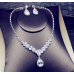 Women's Silver Color Fashion Wedding Jewelry Luxury Crystal Pearl Necklace/Earrings Ladies Jewelry Sets for Bridal - 794677171944