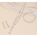 Women's Silver Color Fashion Wedding Jewelry Luxury Crystal Pearl Necklace/Earrings/Bracelet Ladies Jewelry Sets for Bridal - 794677171969