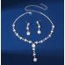 Women's Silver Color Fashion Wedding Jewelry Luxury Crystal Pearl Necklace/Earrings/Bracelet Ladies Jewelry Sets for Bridal - 794677171969