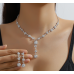 Women's Silver Color Fashion Wedding Jewelry Luxury Crystal Pearl Necklace/Earrings/Bracelet Ladies Jewelry Sets for Bridal - 794677171969