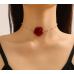 Gothic Elegant Rose Flower Clavicle Chain Necklace for Women Adjustable Sexy Choker Mariage Jewelry Gift Fashion Accessories - 794677171981-1