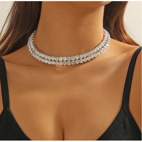 New Shiny Necklace Ladies Exquisite Double Layer Clavicle Chain Necklace Jewelry for Ladies Gift - 794677171995