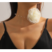 Gothic White Rose Flower Clavicle Chain Necklace for Women Adjustable Sexy Choker Mariage Jewelry Gift Fashion Accessories - 794677171998