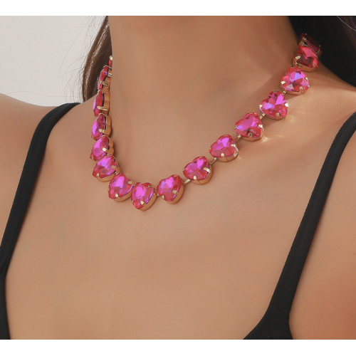 New Shiny Multicolor Heart Necklace Ladies Exquisite Clavicle Chain Necklace Jewelry for Ladies Gift - 794677172001