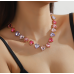 New Shiny Multicolor Heart Necklace Ladies Exquisite Clavicle Chain Necklace Jewelry for Ladies Gift - 794677172000