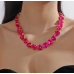 New Shiny Rose Pink Heart Necklace Ladies Exquisite Clavicle Chain Necklace Jewelry for Ladies Gift - 794677172001