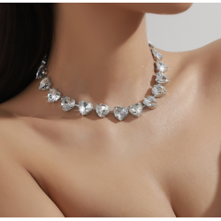 New Shiny Silver Heart Necklace Ladies Exquisite Clavicle Chain Necklace Jewelry for Ladies Gift