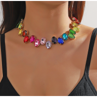 New Shiny Multicolor Heart Necklace Ladies Exquisite Clavicle Chain Necklace Jewelry for Ladies Gift