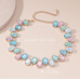 New Shiny Blue Heart Necklace Ladies Exquisite Clavicle Chain Necklace Jewelry for Ladies Gift - 794677172005