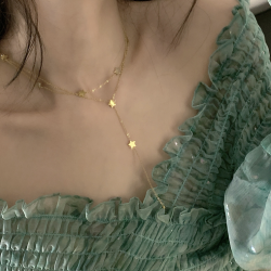 New Gold Star Necklace Double Tassel Ladies Exquisite Clavicle Chain Necklace Jewelry for Ladies Gift