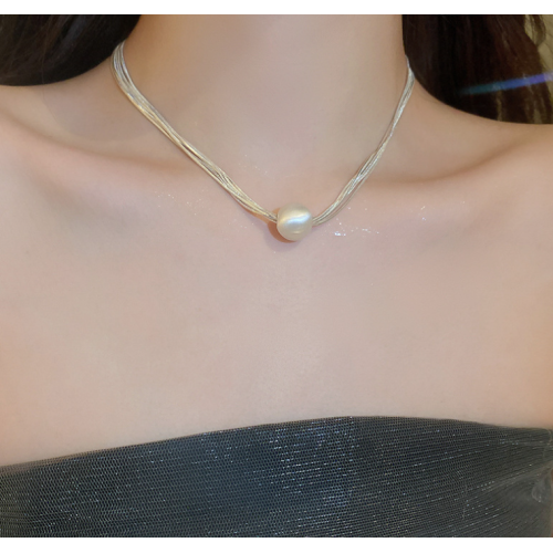New Silver Round Necklace Ladies Exquisite Clavicle Chain Necklace Jewelry for Ladies Gift - 794677172009