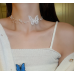New White Pearl Butterfly Necklace Ladies Exquisite Clavicle Chain Necklace Jewelry for Ladies Gift - 794677172010